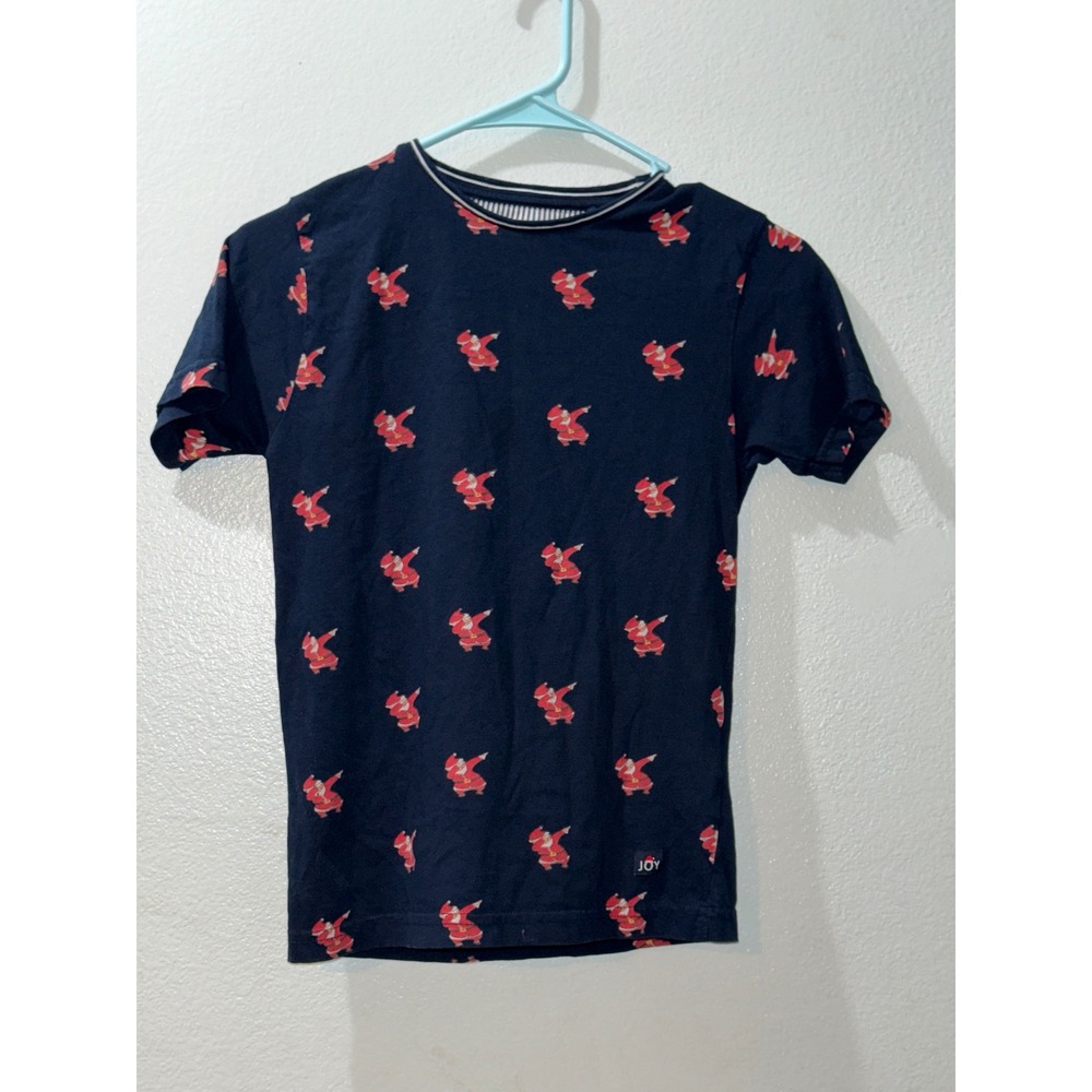 Cactus Boys Boys Santa Dancing Print Navy Blue T Shirt Size 8 NO FLAWS/MINT